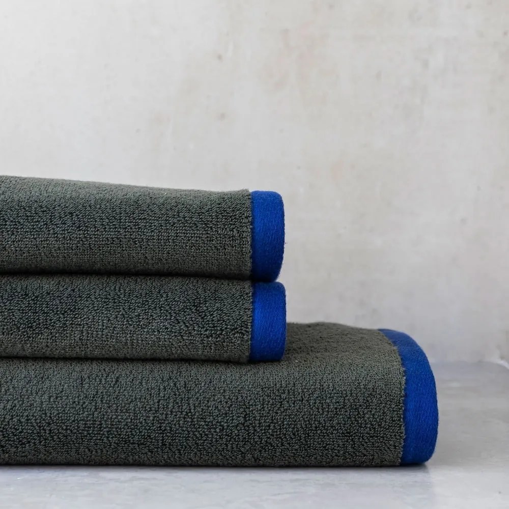 Tmavozelený/modrý froté uterák z Bio bavlny 50x90 cm Soft – Mette Ditmer Denmark