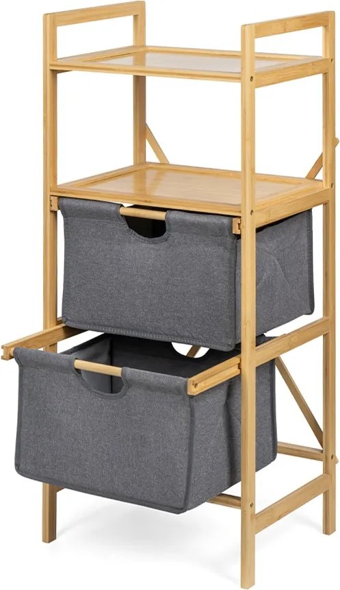 Noela Bambusový regál s 2 látkovými šuplíkmi BASKET URBAN šedý