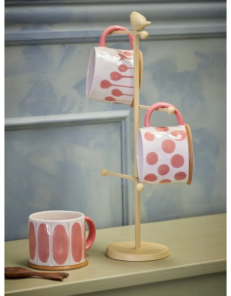 Hrnčeky v súprave 3 ks z kameniny v lososovej farbe/krémovej 450 ml Linora – Bloomingville