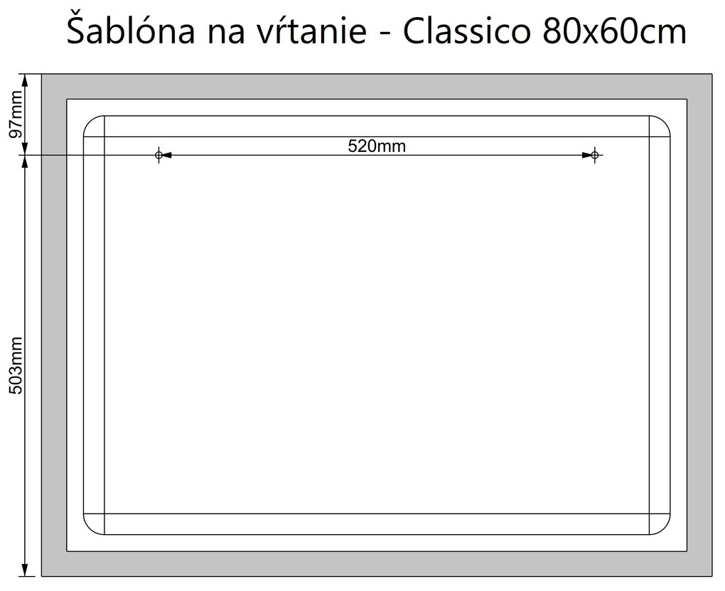 LED zrkadlo Classico 80x60cm teplá biela - wifi aplikácia