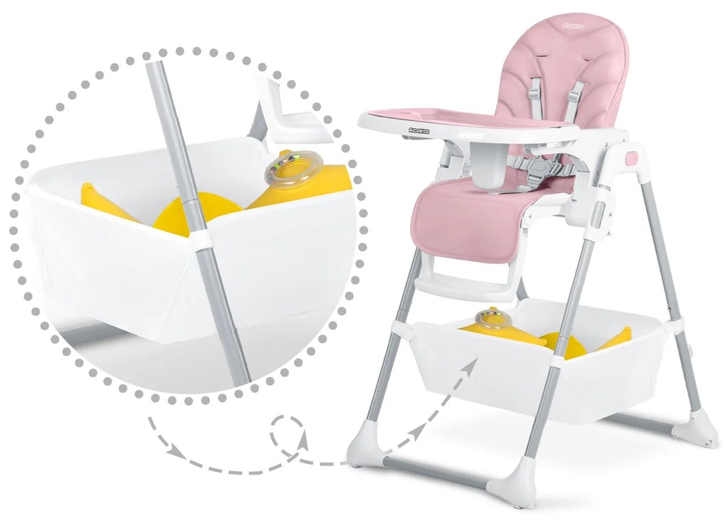 Detská jedálenská stolička Ricokids Tulo ružová