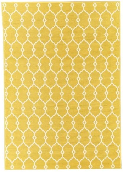 Žltý vysokoodolný koberec vhodný do exteriéru Floorita Trellis, 133 × 190 cm