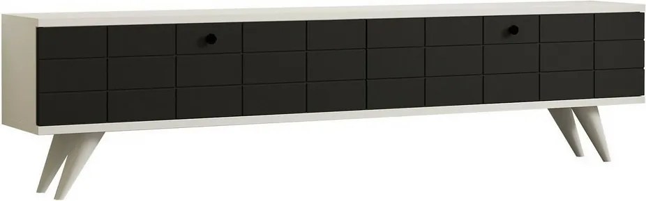 Televízny stolík Alberi v bielej a antracitovejfarbe