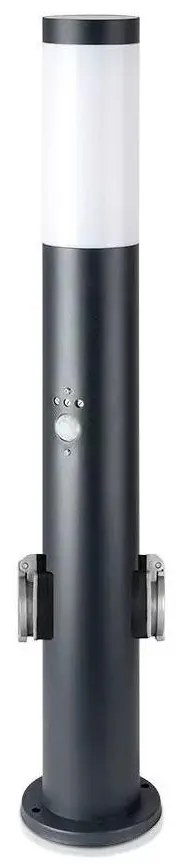 V-Tac Vonkajšia lampa so senzorom a 2 zásuvkami 1xE27/60W/230V IP44 60cm antracit 8976