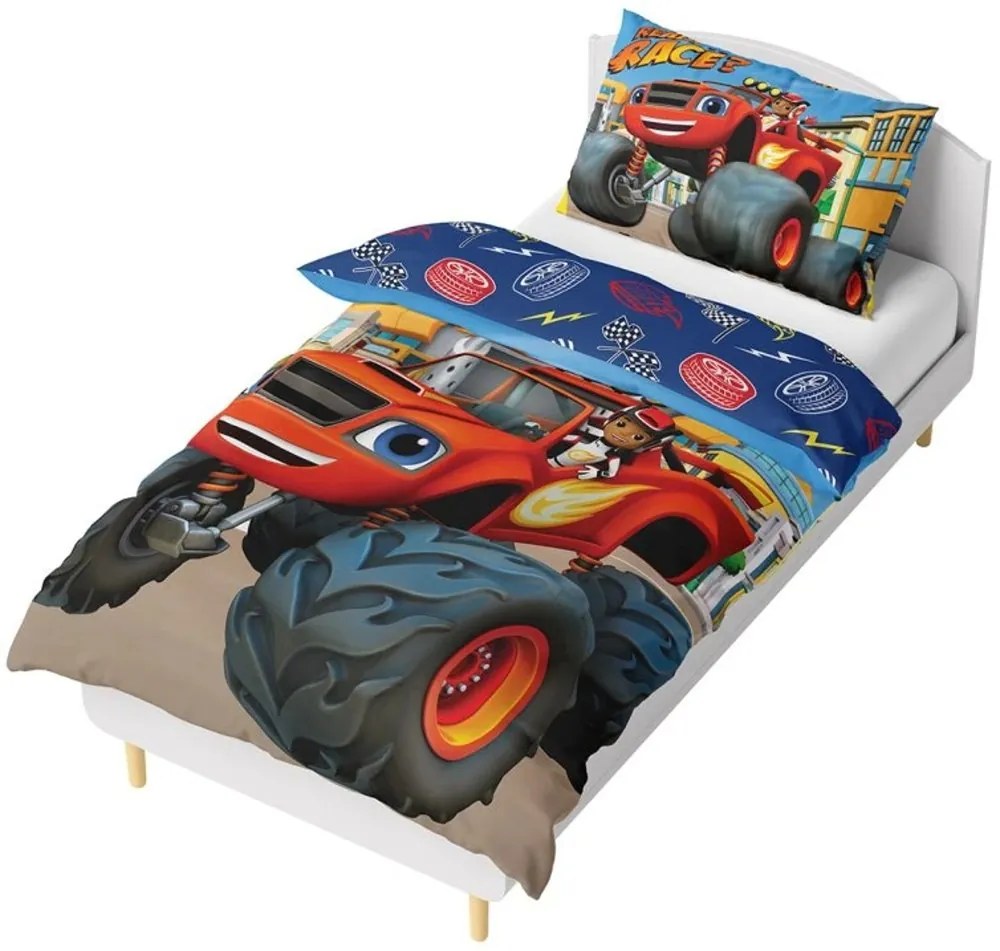 Bavlnené posteľné obliečky Plamienok a štvorkolky – motív Ready to Race? - 100% bavlna - 70x90 cm + 140x200 cm