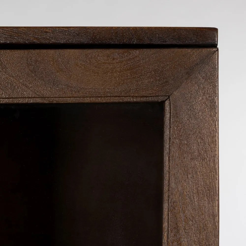 Hnedá vitrína z mangového dreva 40x180x40 cm Ravi – Ixia