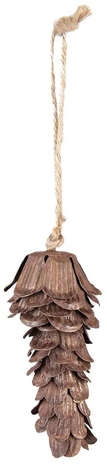 Hnedá antik kovová závesná dekorácia šiška - 5*5*12 cm