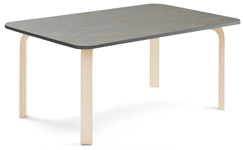 Stôl ELTON, 1200x800x530 mm, linoleum - tmavošedá, breza