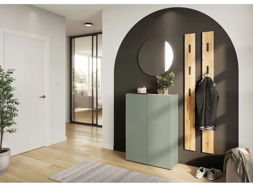 Svetlozelená predsieňová zostava v dekore duba 104x200x33 cm Alviano – Germania