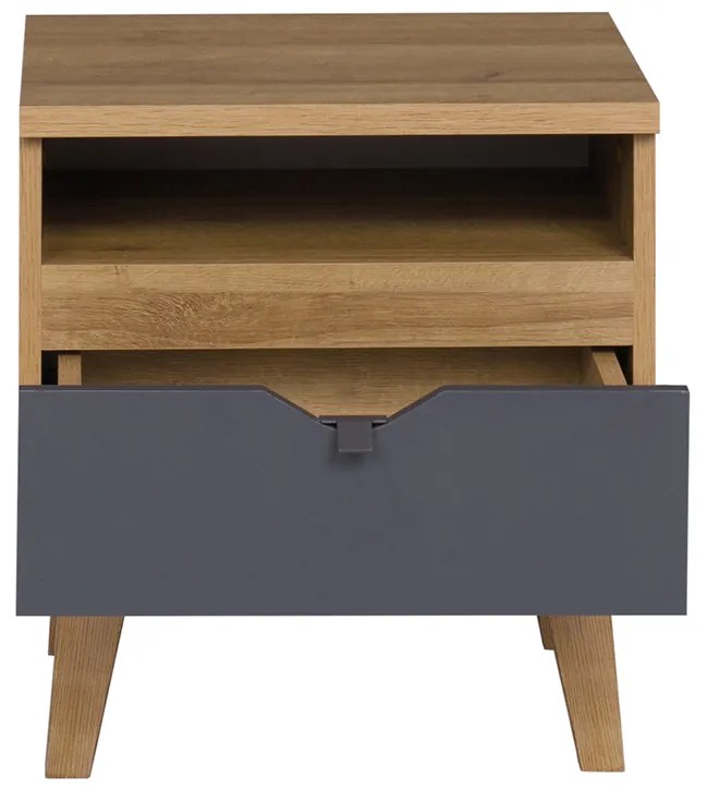 Nočný stolík Mimone NS (dub zlatý + grafit). Akcia -21%. Vlastná spoľahlivá doprava až k Vám domov. 1051788