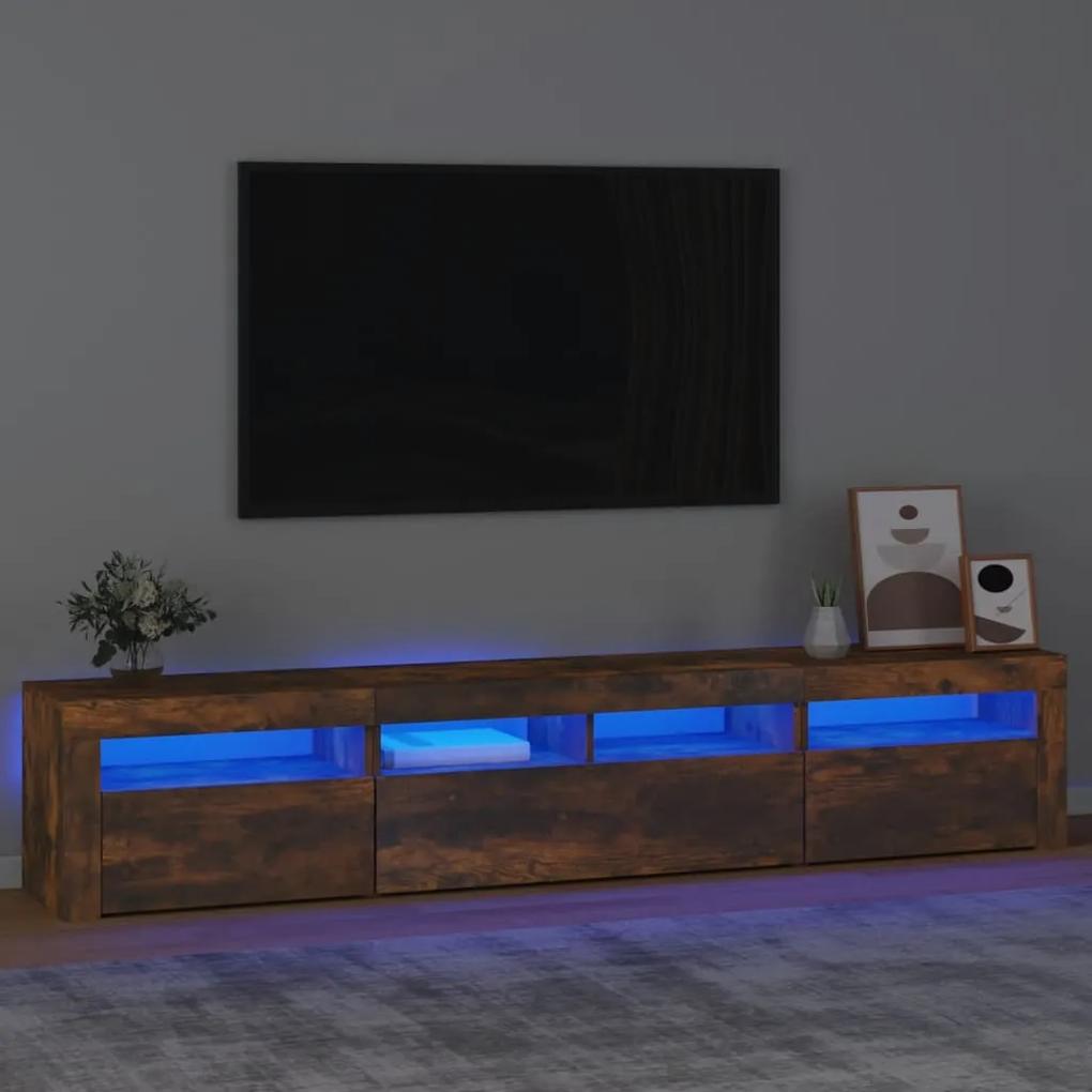 TV skrinka s LED svetlami dymový dub 210x35x40 cm