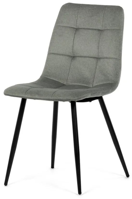 Židle jídelní DCL-X7015 GRN2, zelená látka, čtyřnohá kovová podnož, černý mat