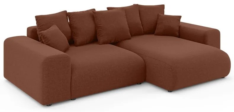 Rozkladacia rohová pohovka s úložným priestorom v tehlovej farbe (variabilný roh) Luma – Ropez