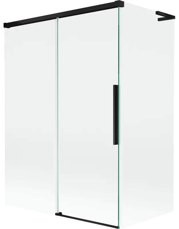Mexen Rox, L posuvná 2-krídlová vaňová zástena 120 + 70 x 150 cm, 8mm číre sklo, čierny matný profil, 8C9L-120-070-70-00