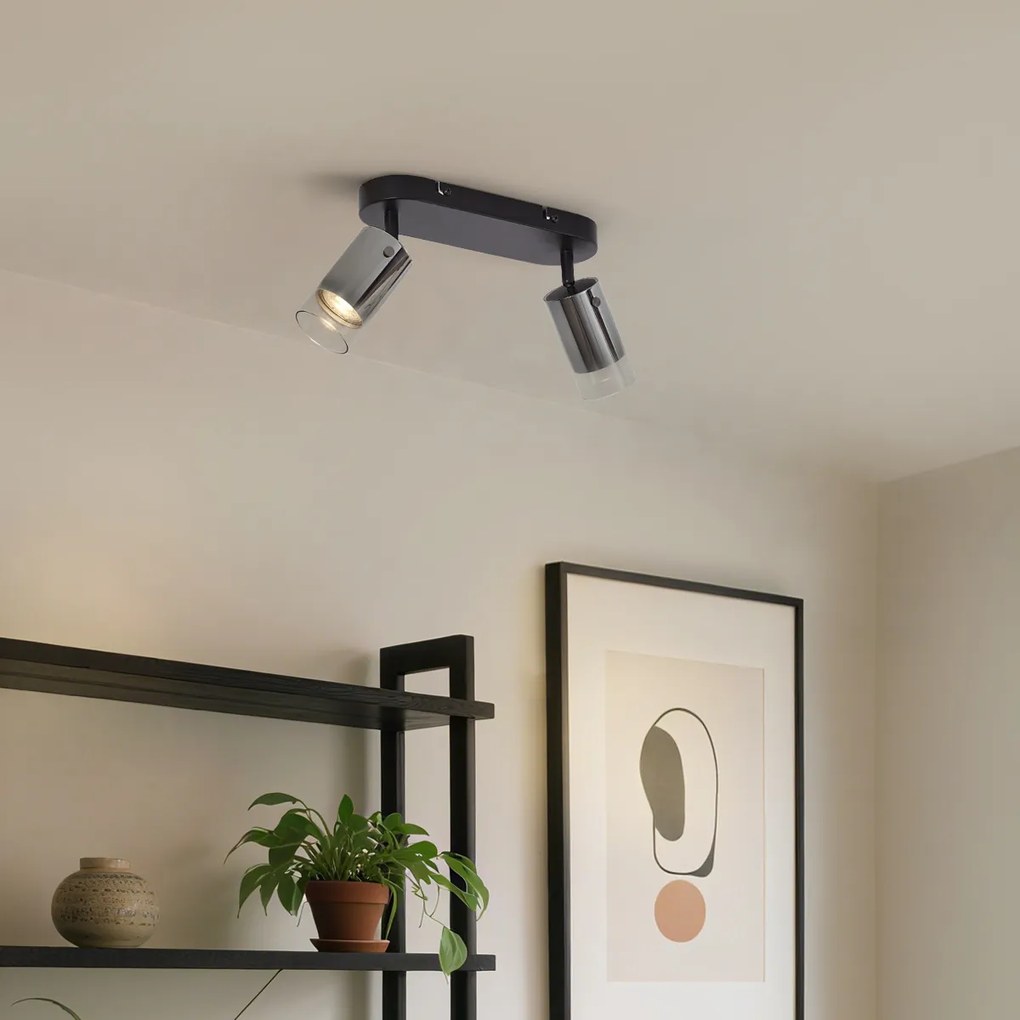 Moderné stropné bodové svietidlo Gunmetal 2-svetlá otočné a nastaviteľné - Drain