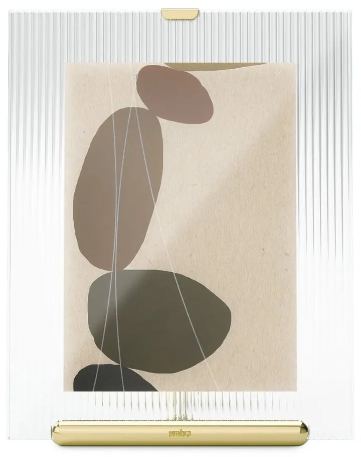 Sklenený stojací rámček v zlatej farbe 19x23 cm Flute – Umbra