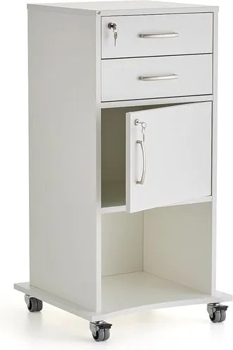 Rečnícky pult, 2 zásuvky, skrinka, biela