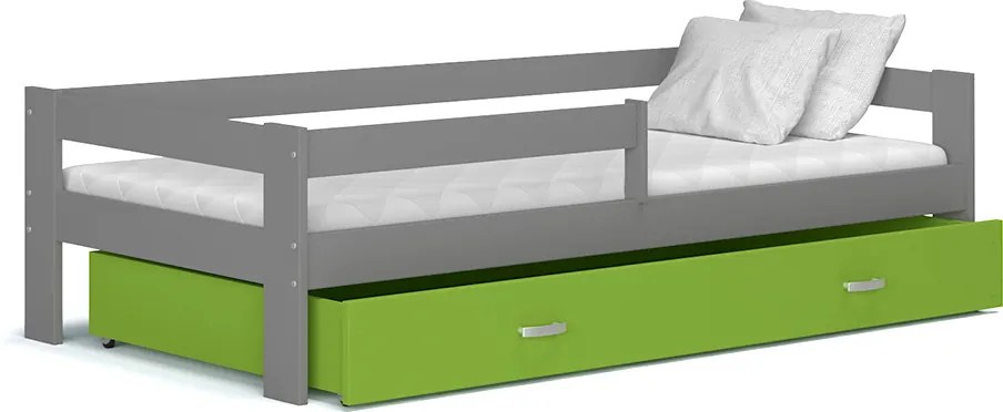 GL Harry sivá MDF detská posteľ s farebným čelom 160x80 Farba: Zelená