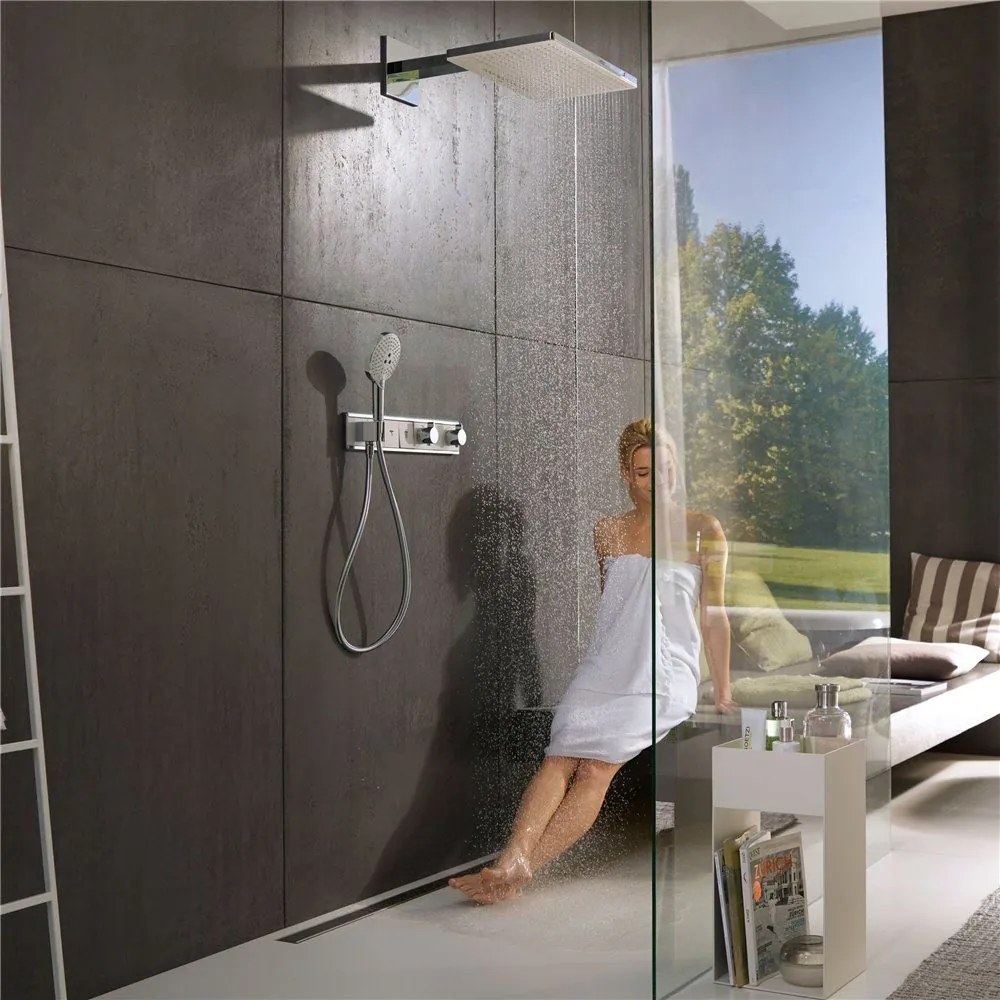 HANSGROHE RainSelect modul termostatu s podomietkovou inštaláciou, pre 3 spotrebiče (vrchná sada), biela/chróm, 15356400