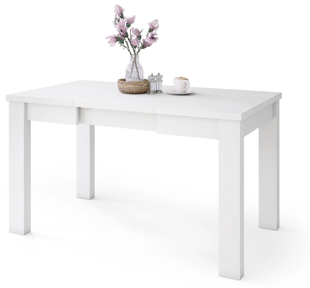 FONTE Biely Mat - KLASICKÝ STÔL DO KUCHYNE/OBÝVACEJ IZBY 110x75 ROZKLADANÝ DO 155 cm!