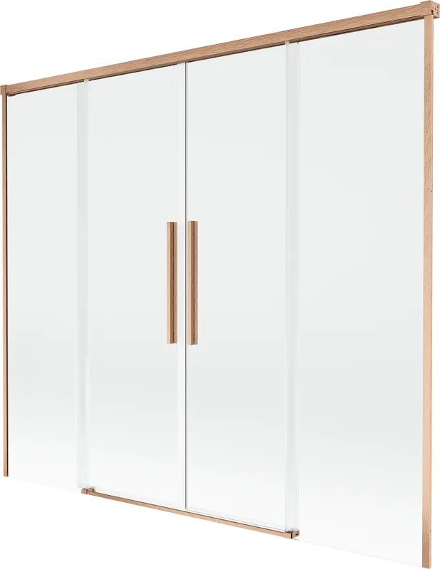 Mexen Rox, 2-krídlová posuvná vaňová zástena 190 x 150 cm, 8mm číre sklo, medený matný profil, 8C9-190-002-65-00