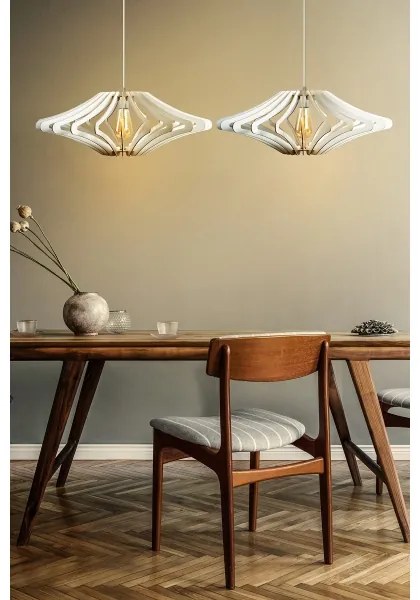 SADA 2x Luster na lanku 1xE27/60W/230V biela pr. 47 cm