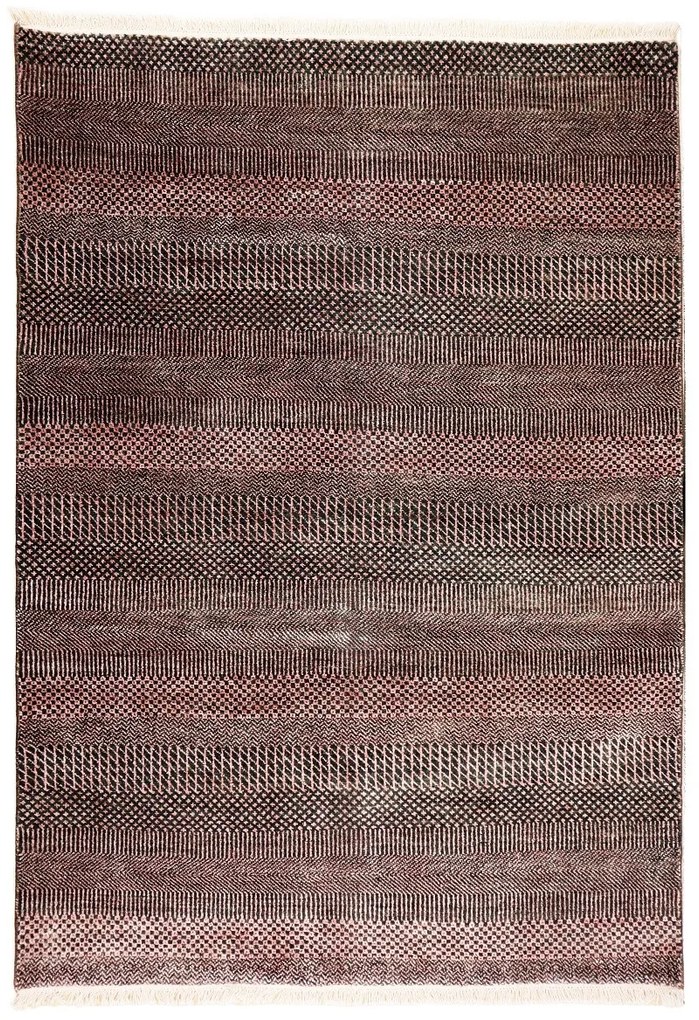 Ručne viazaný kusový koberec Diamond DC-MCN Black / rust, 120x170, červená, chodba / predsieň, Diamond Carpets India