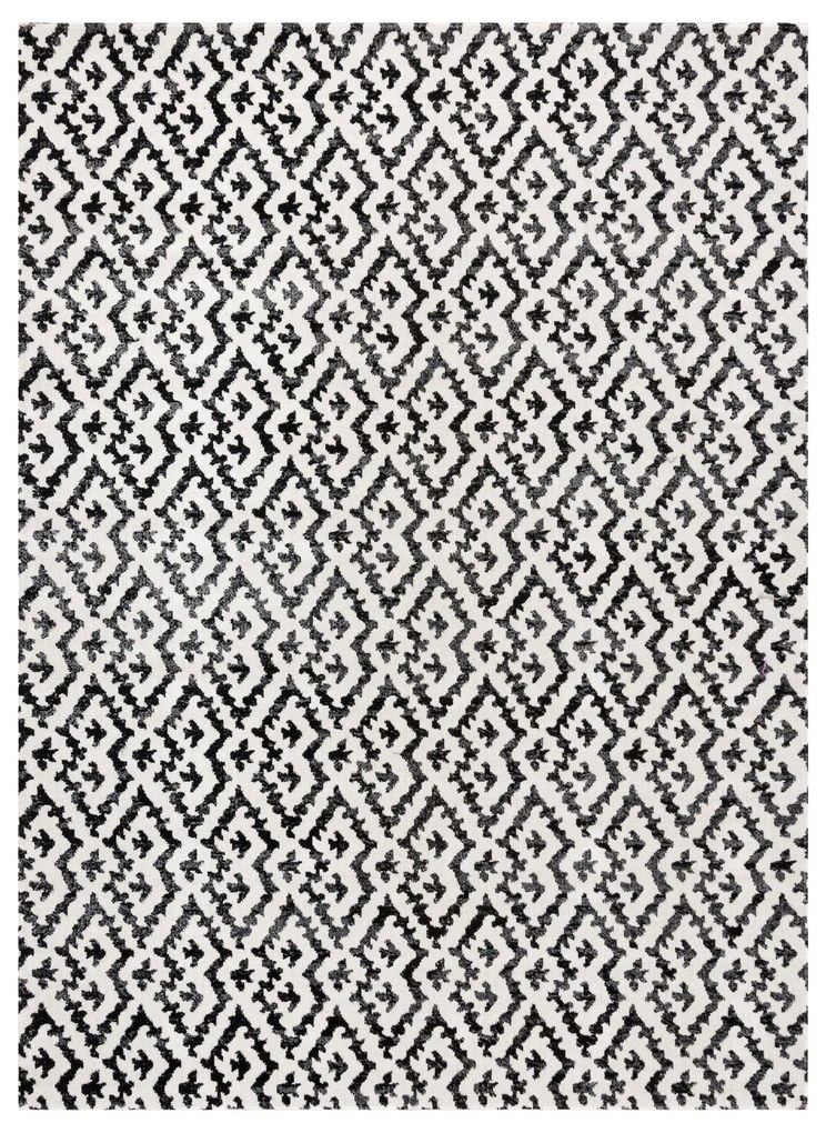 Moderný koberec MUNDO E0621 geometrický outdoor béžový / čierny