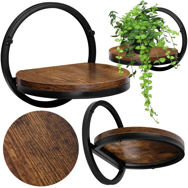 Nástenný stojan na kvety EBRO RUSTIC LOFT hnedý