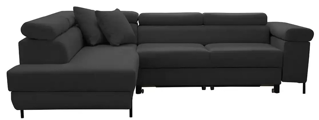Rohová sedacia súprava s funkciou spania, vlnité pružiny SAMSUN, ľavá Čierna