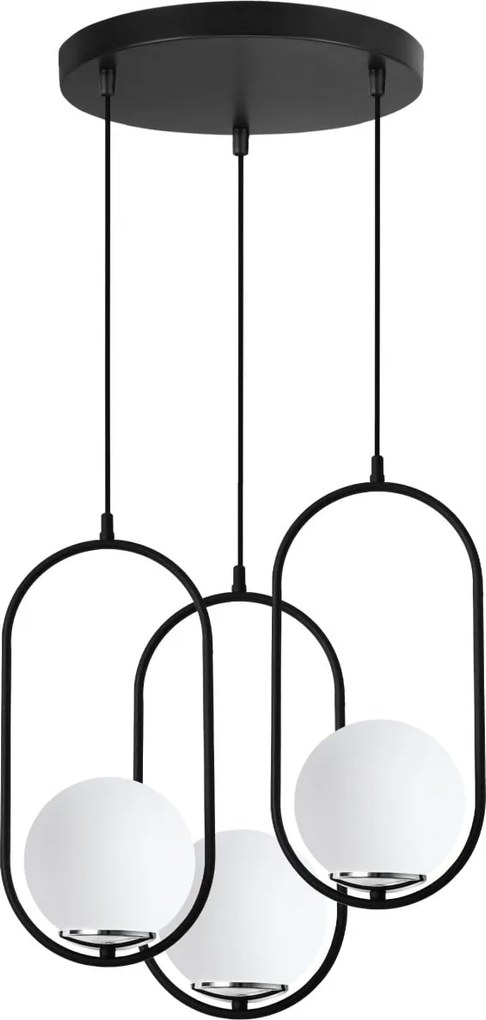 Závesné svietidlo Florence, 3x biele sklenené tienidlo, b/ch, o, U