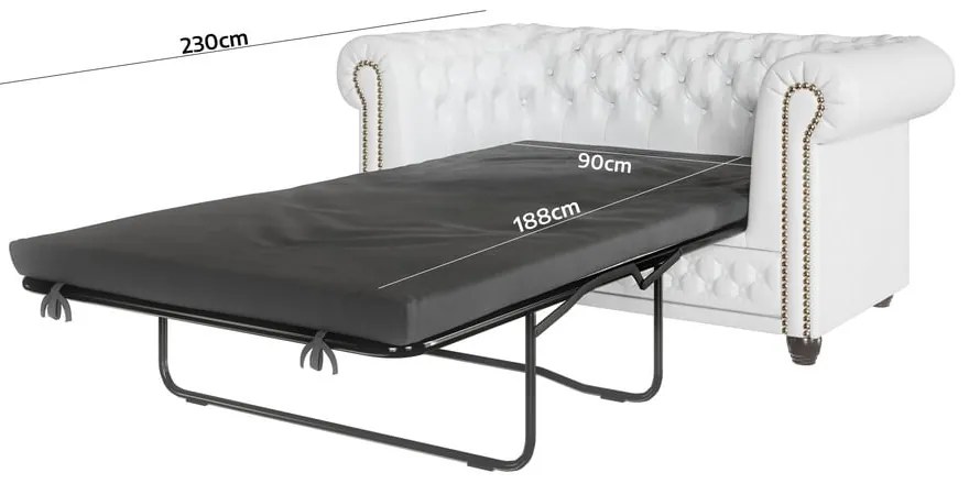 Biela rozkladacia pohovka z imitácie kože 148 cm York - Ropez