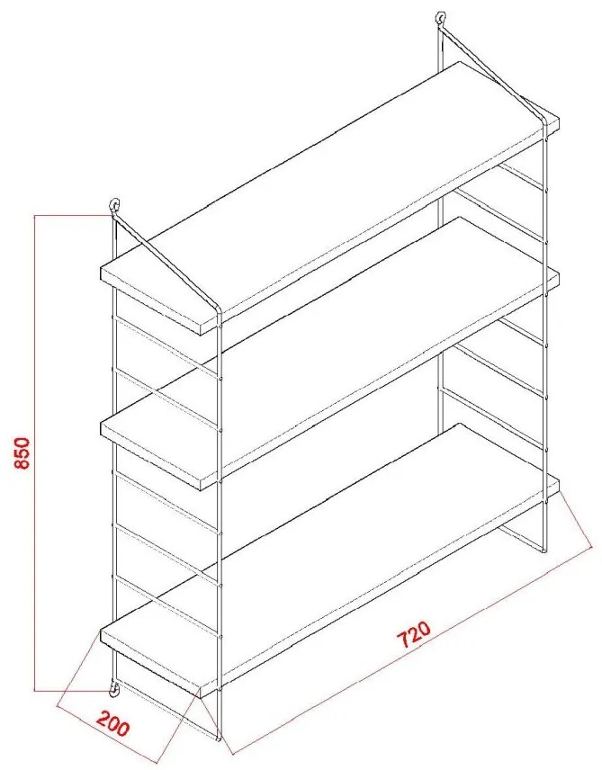 Nástenná polica ARMONI II 72 cm jelša/čierna