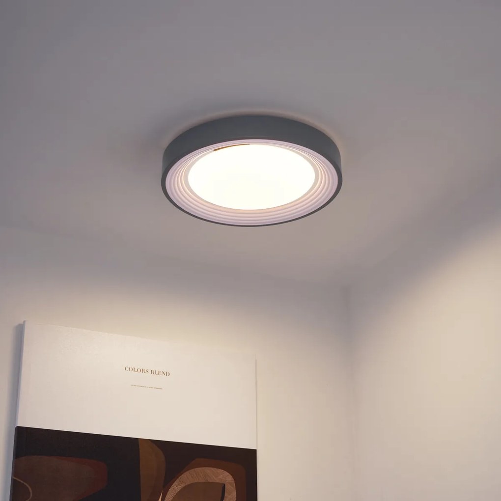 Moderné stropné svietidlo sivé s bielou farbou 38 cm vrátane LED stmievateľné RGB - Kanton