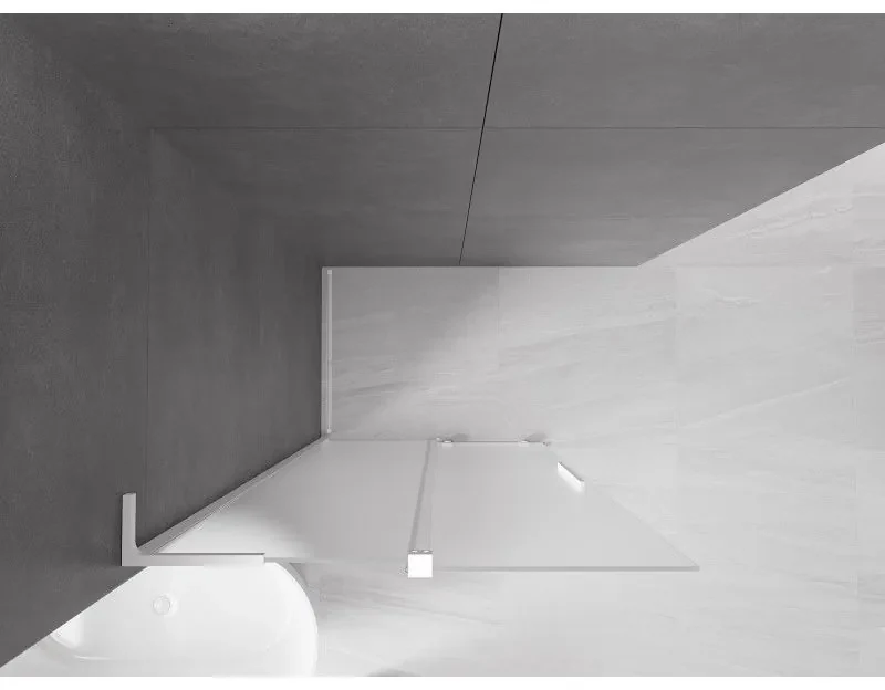 Mexen Velar L, posuvná sprchová zástena Walk-in 120 x 200 cm, 8mm sklo námraza, biela matná, 871-120-003-33-20