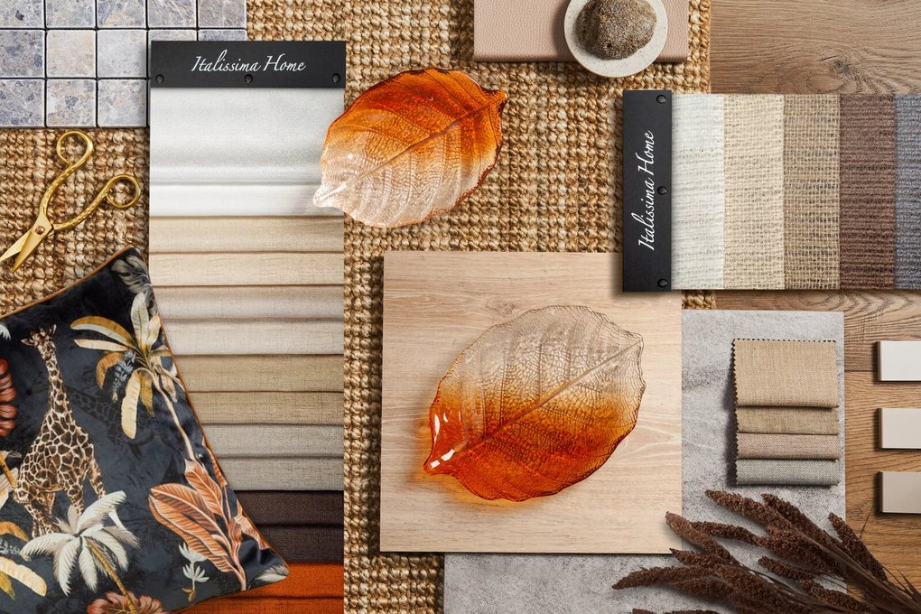 DEKORAČNÝ SKLENENÝ PODNOS SAVA (03) 35X24X3 CM ORANŽOVÝ