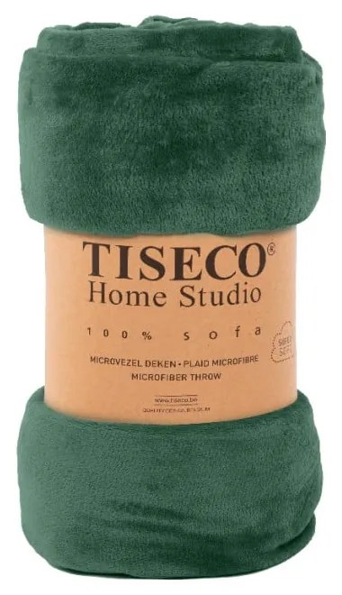 Tmavozelená prikrývka z mikroplyšu na dvojlôžko 220x240 cm Cosy - Tiseco Home Studio
