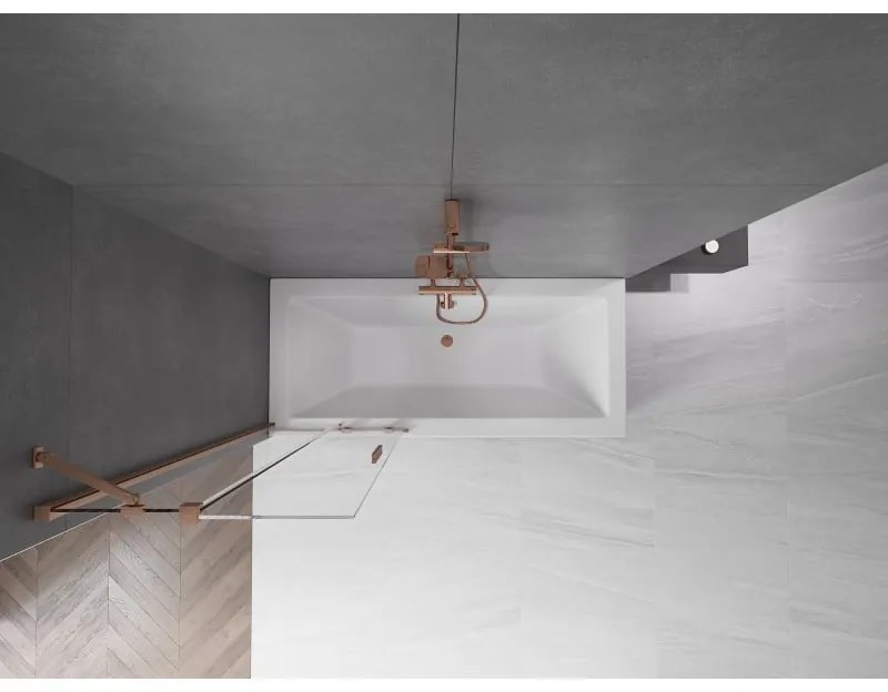 Mexen Velar, 2-krídlová posuvná vaňová zástena 75 x 150 cm, 8mm číre sklo, medená matná, 896-075-000-01-65