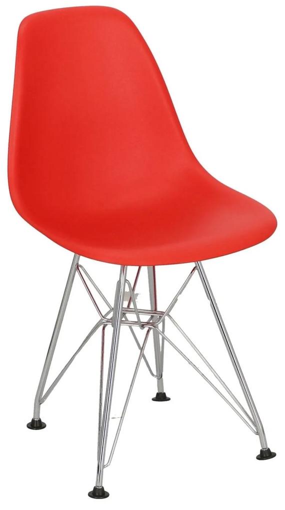 D2.DESIGN Krzesło JuniorP016 czerwone, chrom. nogi