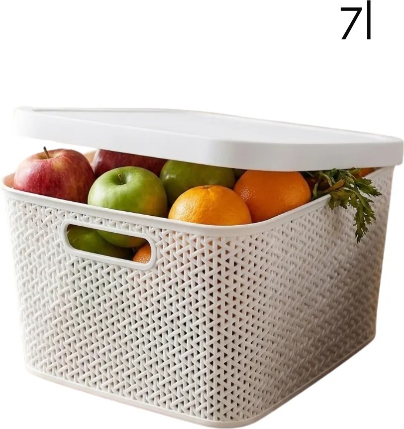 Multifunkčný kôš s vekom, úložný box s vekom 7l ALTOM - biely