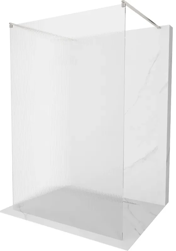 Mexen Kioto, sprchová zástena Walk-In 110 x 200 cm, 8mm sklo s rebrovým vzorom, brúsená oceľ profil, 800-110-002-97-09