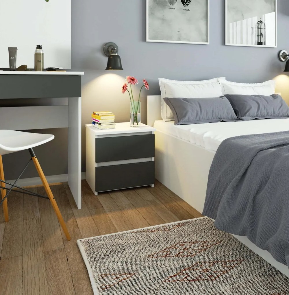 Noční stolek CL2 40 cm bílý/grafitově šedý