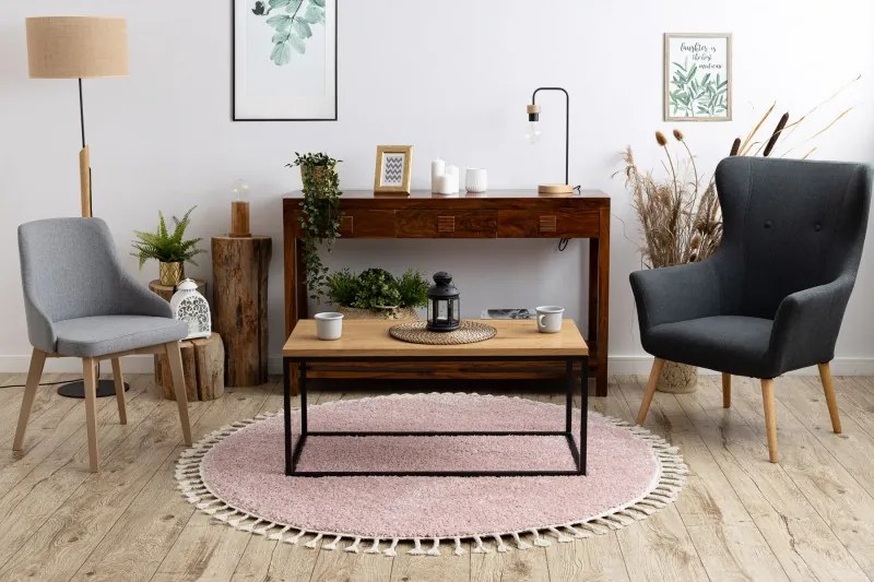 Kusový koberec Berber 9000 pink kruh, 120x120 (priemer) kruh, ružová, obývacia izba, Dywany Łuszczów
