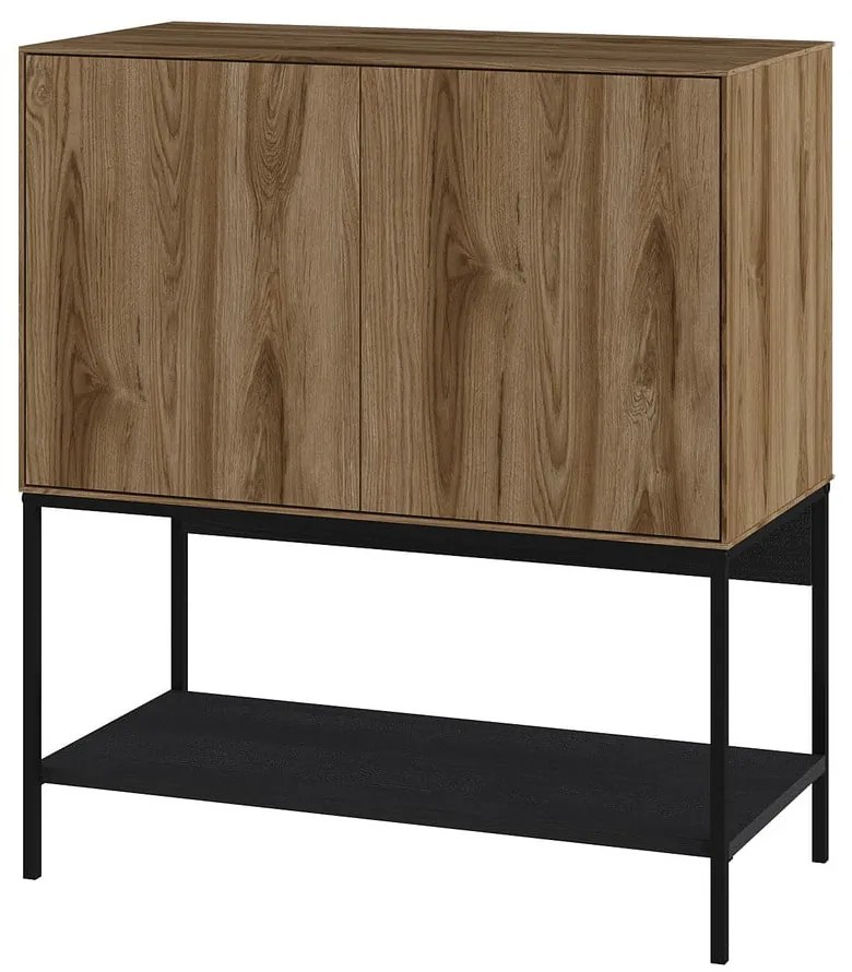 Skrinka v dekore duba v čierno-prírodnej farbe 80x90x40 cm Amira – Marckeric