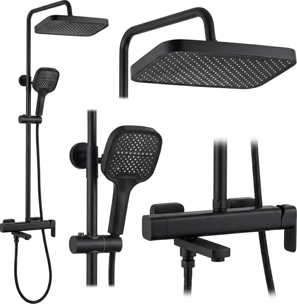 Rea Arlo, sprchový set s vaňovou výlevkou, čierna matná, REA-P7440