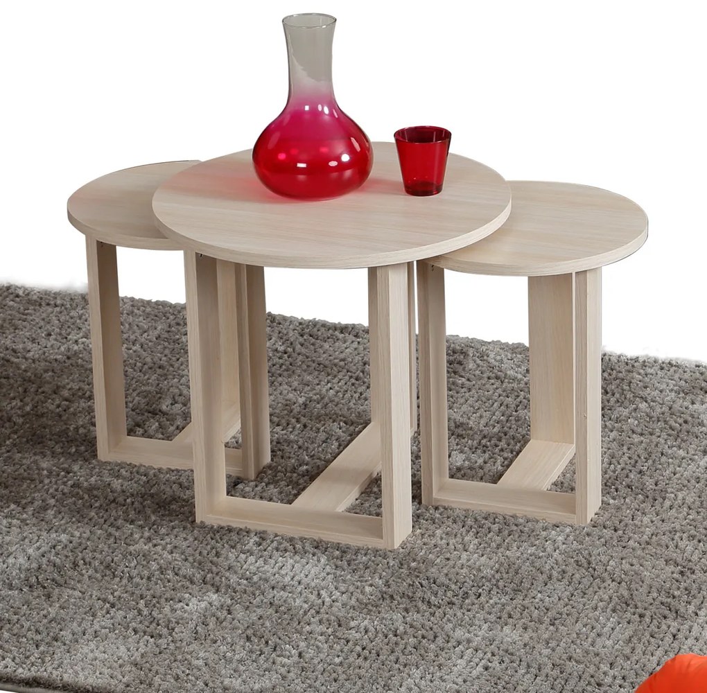 Skladací stôl Mira Oak, 3 ks