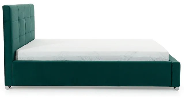 Čalúnená posteľ Elderio s úložným priestorom 160x200 cm - zelený zamat Monolith 37 - Koncovka Série