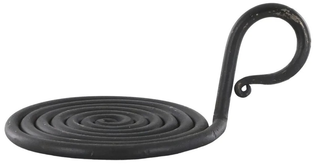 Čierny antik kovový svietnik pre stĺpovú sviečku - Ø 10*6 cm