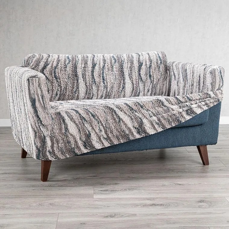 Bielastické poťahy OCEANO NOVÉ šedo-modré rohová sedačka (š. 350 - 530 cm)