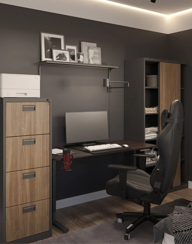 Kartotéková skriňa Sara: antracit-orech, 46x132 cm (1388)